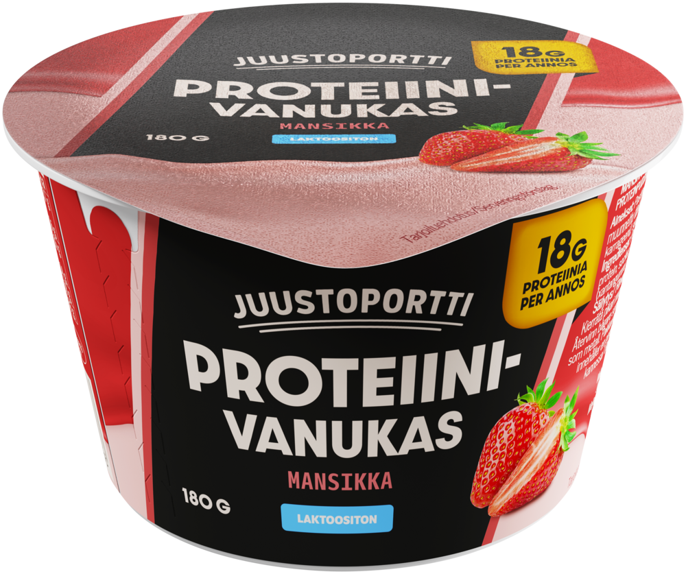 Juustoportti proteiinivanukas 180 g mansikka laktoositon