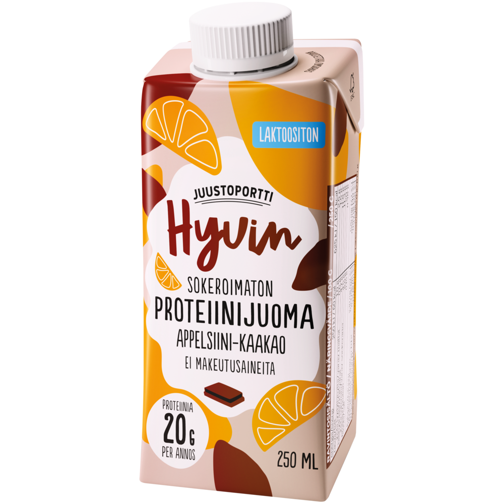 Juustoportti Hyvin proteiinijuoma 250 ml appelsiini-kaakao laktoositon