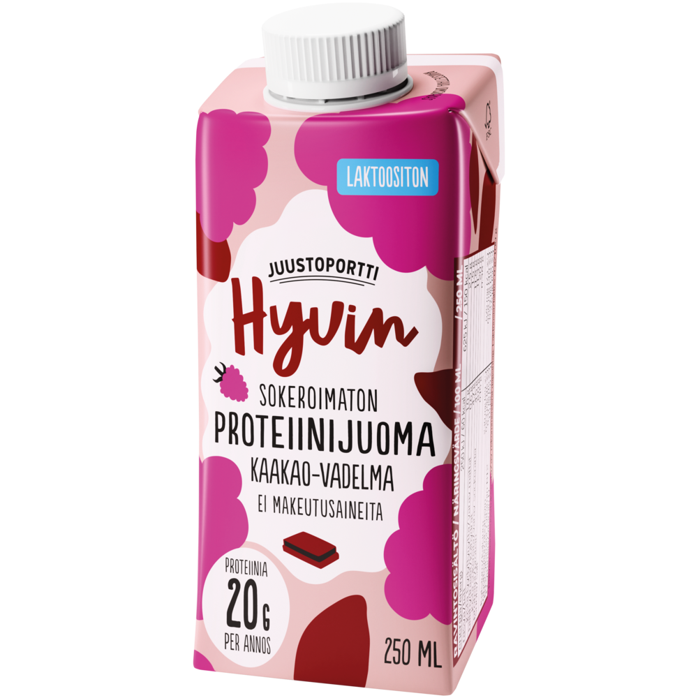 Juustoportti Hyvin proteiinijuoma 250 ml kaakao-vadelma laktoositon