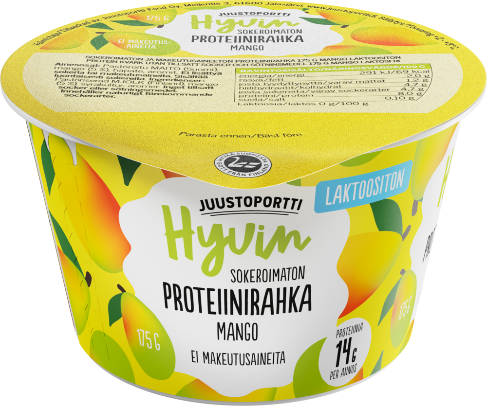 Juustoportti Hyvin proteiinirahka 175 g mango laktoositon