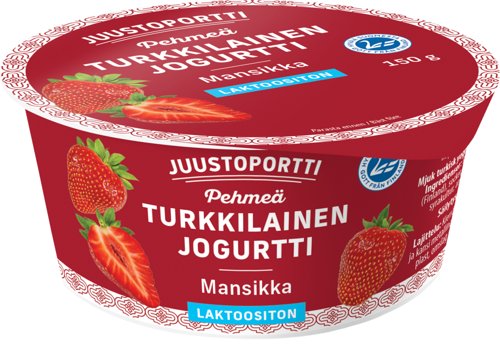 Juustoportti Pehmeä turkkilainen jogurtti 150 g mansikka laktoositon