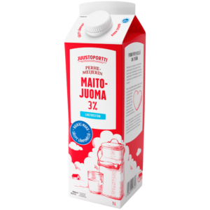 Juustoportti Perhemeijerin maitojuoma 3 % 1 l laktoositon UHT