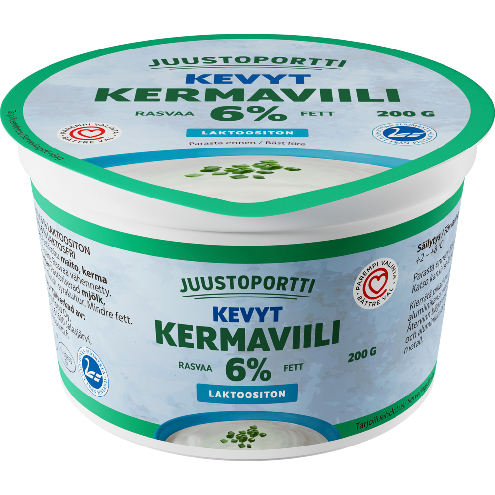 Juustoportti Kermaviili 6 % 200 g laktoositon